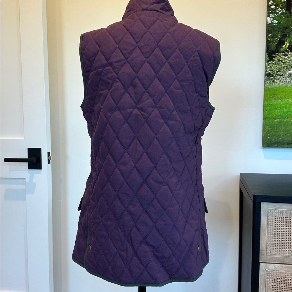 Direct from Scotland: Quilted Plum Vest with Forest Green Trim - Picture 3 of 5